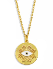White Geometry Round Brand Dripping Oil Eye Pendant Necklace