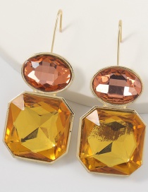 Yellow Alloy Diamond Polygonal Geometric Earrings