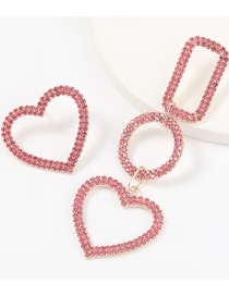 Pink Asymmetric Multi-layered Earrings With Geometric Diamonds