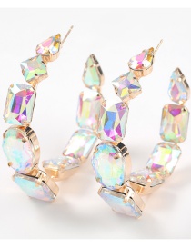 Ab Color Alloy Diamond Geometric Round Earrings