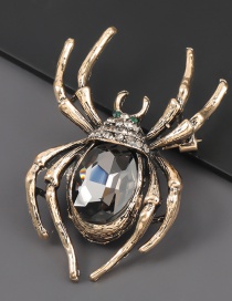 Black Alloy Diamond Spider Brooch