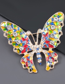 Color Alloy Dripping Diamond Butterfly Brooch