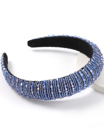 Blue Acrylic Wide Brim Sponge Crystal Beaded Headband