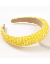 Yellow Acrylic Wide Brim Sponge Crystal Beaded Headband