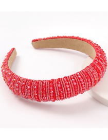 Red Acrylic Wide Brim Sponge Crystal Beaded Headband