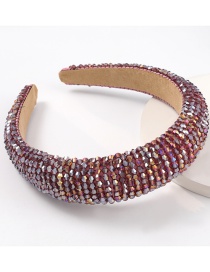 Purple Acrylic Wide Brim Sponge Crystal Beaded Headband