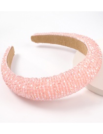 Pink Acrylic Wide Brim Sponge Crystal Beaded Headband