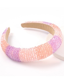 Fashion Pink Purple Two-color Stitching Acrylic Wide-side Sponge Beaded Headband