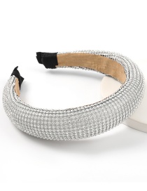 Fashion Silver Color Acrylic Diamond-studded Wide-sided Sponge Beaded Headband