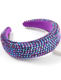 Fashion Purple Acrylic Wide Brim Sponge Crystal Beaded Headband