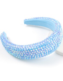 Fashion Blue Acrylic Wide Brim Sponge Crystal Beaded Headband