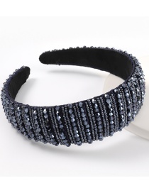 Fashion Navy Pure Color Acrylic Broad Edge Crystal Beaded Headband