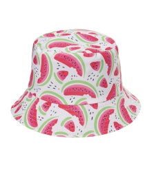 Fashion White Watermelon Print Double-sided Fisherman Hat