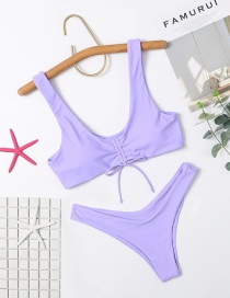 Fashion Purple Swimsuit With Pleated Chest