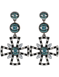 Fashion Black And White Diamond Eye Geometry Alloy Earrings