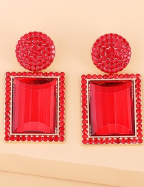 Fashion Red Diamond-studded Geometric Alloy Stud Earrings