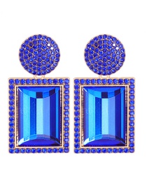 Fashion Blue Diamond-studded Geometric Alloy Stud Earrings