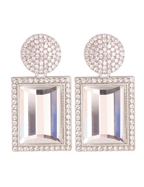 Fashion Silver Color White Diamond-studded Geometric Alloy Stud Earrings