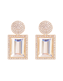 Fashion Gold Color White Diamond-studded Geometric Alloy Stud Earrings