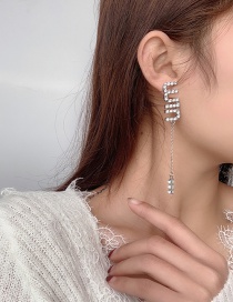 Fashion Silver Color Alphabet Diamond Alloy Tassel Earrings