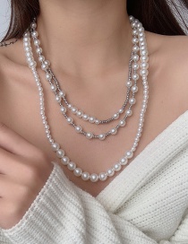 Fashion One Set (can Be Split) Pearl Beaded Resin Multilayer Necklace