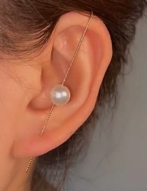 Fashion Pearl Models Diamond-studded Lightning Leaf Geometric Piercing Ear Slash Earrings