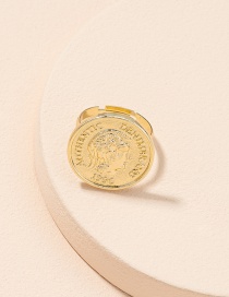 Fashion Golden Color Gold Coin Portrait Open Ring