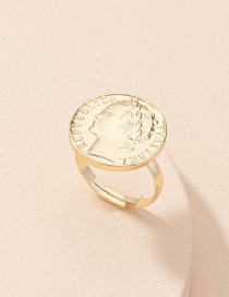 Fashion Golden Color Coin Portrait Alloy Open Ring