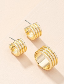 Fashion Set-3 Geometric Circle Alloy Earrings Ring Set
