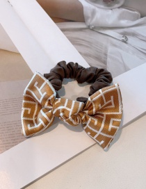 Fashion Beige Printed Abstract Musical Note Small Bow Fold Hair Rope