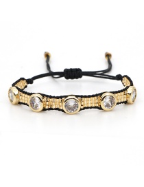 Fashion Beaded Gold Handmade Love Bracelet With Diamond Rivet Rice Beads
