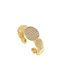 Fashion Gold Color Copper Inlaid Zircon Round Ring