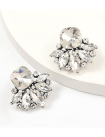 Fashion White Alloy Diamond Geometric Alloy Earrings