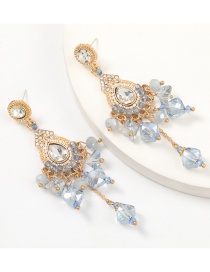 Fashion Blue Alloy Diamond Acrylic Drop Earrings