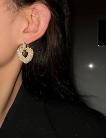 Fashion White Hollow Pearl Love Earrings