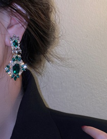 Fashion Green Diamond Diamond Geometric Alloy Earrings