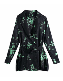 Fashion Photo Color Double Breasted Jacquard Flower Print Long-sleeved Shirt Top