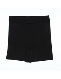 Fashion Black Solid Color Pit Strip Knit Bottoming Slim Shorts