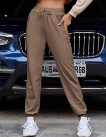 Fashion Brown Elasticated Strappy Track Pants