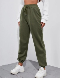 Fashion Armygreen Elasticated Lace-up Track Pants