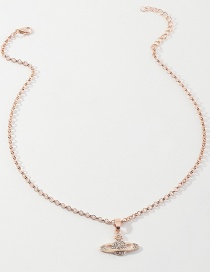 Fashion Rose Gold Micro-studded Single Layer Planet Necklace