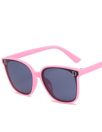 Fashion Pink Frame Gray Piece D-shaped Childrens Uv Protection Concave Sunglasses