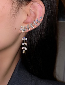 Fashion Silver Color Needle And Diamond Ear Bone Clamp Earrings Zircon One-piece Diamond Earrings