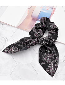 Fashion Cashew Flower Black Cashew Flower Fabric Silk Scarf Ribbon Hair Tie