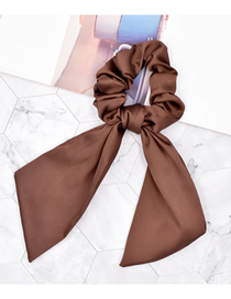 Fashion Dark Brown Solid Color Ribbon Silk Scarf Large Intestine Hair Ring