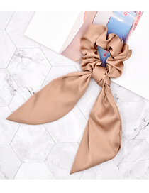 Fashion Khaki Solid Color Ribbon Silk Scarf Large Intestine Hair Ring