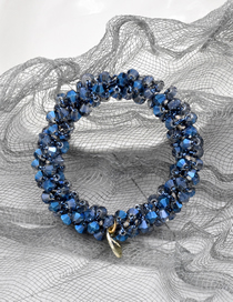 Fashion Symphony Sea Blue Crystal Braided Pearl Hair Tie