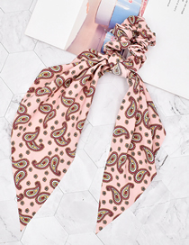Fashion Pink Cashew Flower Ribbon Fabric Silk Scarf Large Intestine Hair Tie
