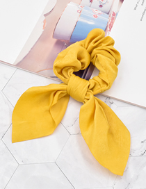 Fashion Yellow Pure Color Silk Scarf Fabric Knotted Hair Tie
