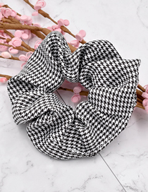 Fashion Black Houndstooth Fabric Check Hair Tie